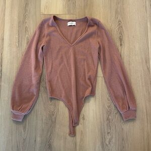 Abercrombie & Fitch Mauve Long Sleeve Sweater Bodysuit